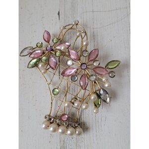 Wire sequin floral pearl ornament Xmas decor